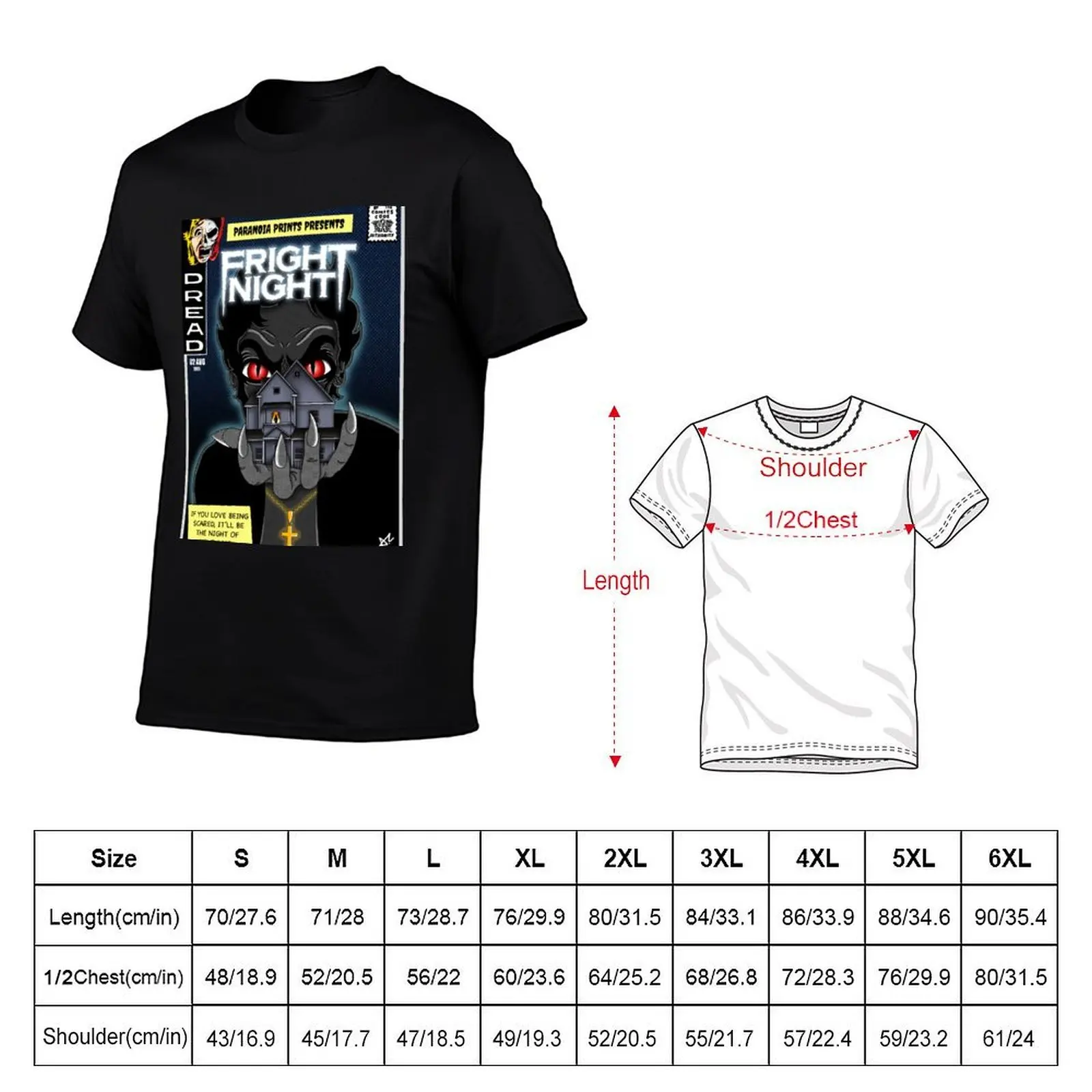 FRIGHT NIGHT Cover T-Shirt street wear customizeds clothing for men