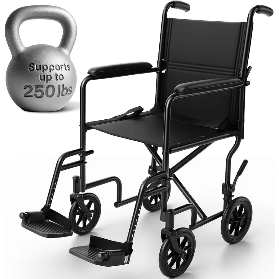 

Транспортная инвалидная коляска Vive — портативная складная легкая дорожная инвалидная коляска для взрослых — складное легкое сиденье 19 дюймов для пожилых людей