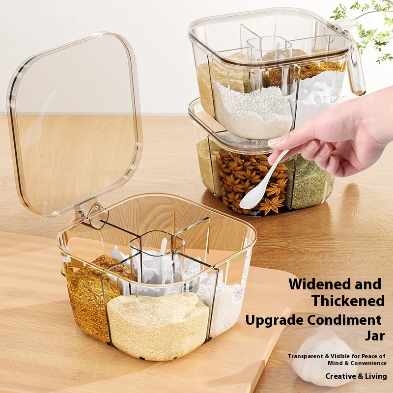 Kitchen Spice Combination Set Multi-Compartment Storage Jar for Salt Seasoning Pepper Organizer for Condiments And Seasonings