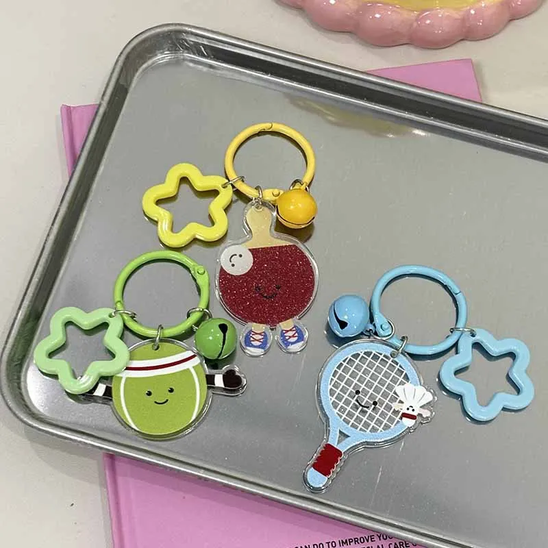 Cartoon Acrylic Badminton Keychain Backpack Hanging Pendant Sports Club Football Keyring Souvenirs Tennis Baseball Accessories