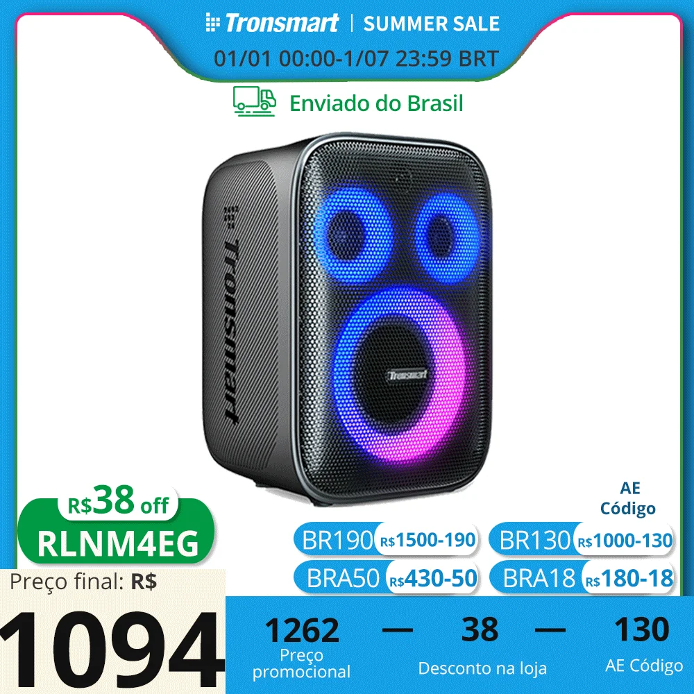 Tronsmart-Haut-parleur Bluetooth Halo 200 avec système audio à 3 voies, micro intégré ou filaire, 120W, JEInput, contrôle par distance