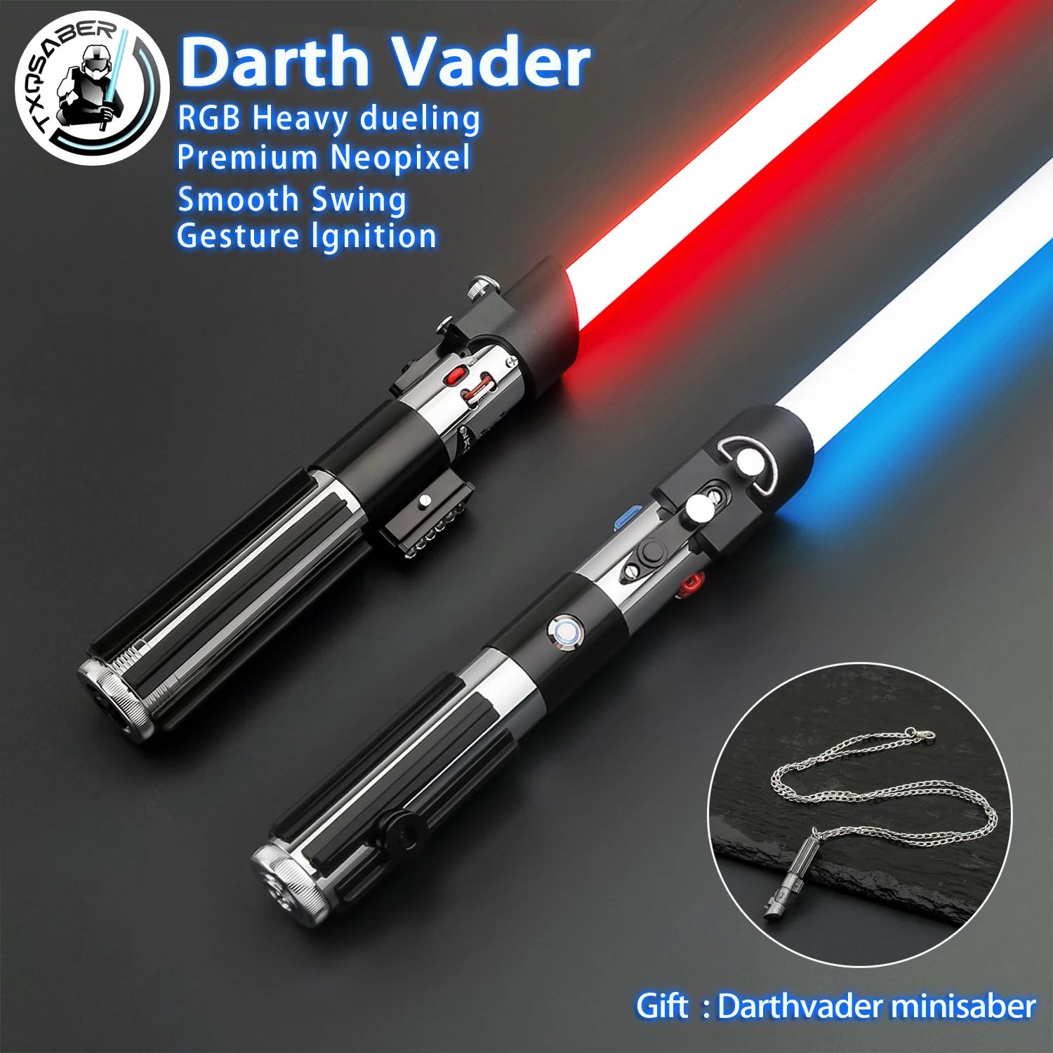 TXQSABER Darth Vader EP5 RGB Pixel heavy Dueling Laser Sword Smooth Swing Metal Handle lightsaber Cosplay Gifts foc dueling