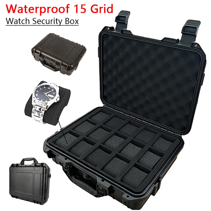 

15 Slot Plastic Watch Case Portable Waterproof Watch Case Is Used To Store Watches Tool Box Thickened With Sponge Suitcase Tool