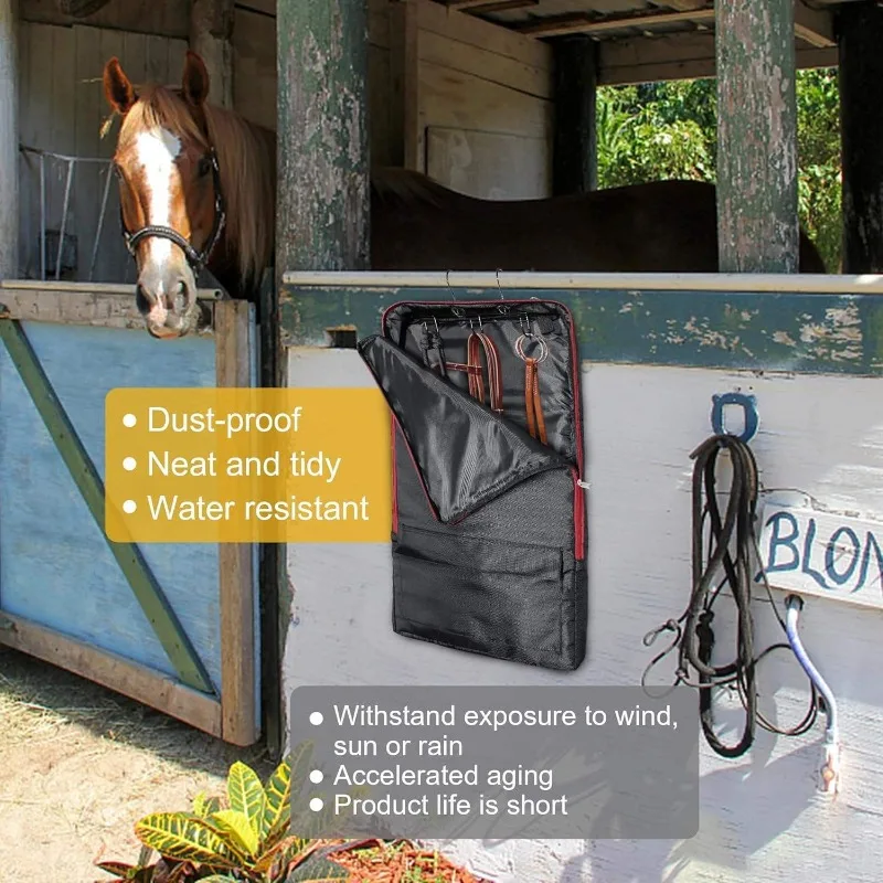 Black Tack Storage Bag Large Capacity Horse Gear Hook Bag Horse Supplies Storage Tool Bag Horse Care Products