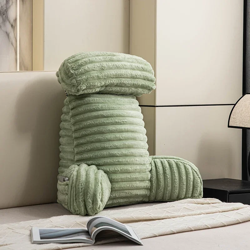 Single cushion thickened French fries fleece bedside backrest waist cushion removable and washable