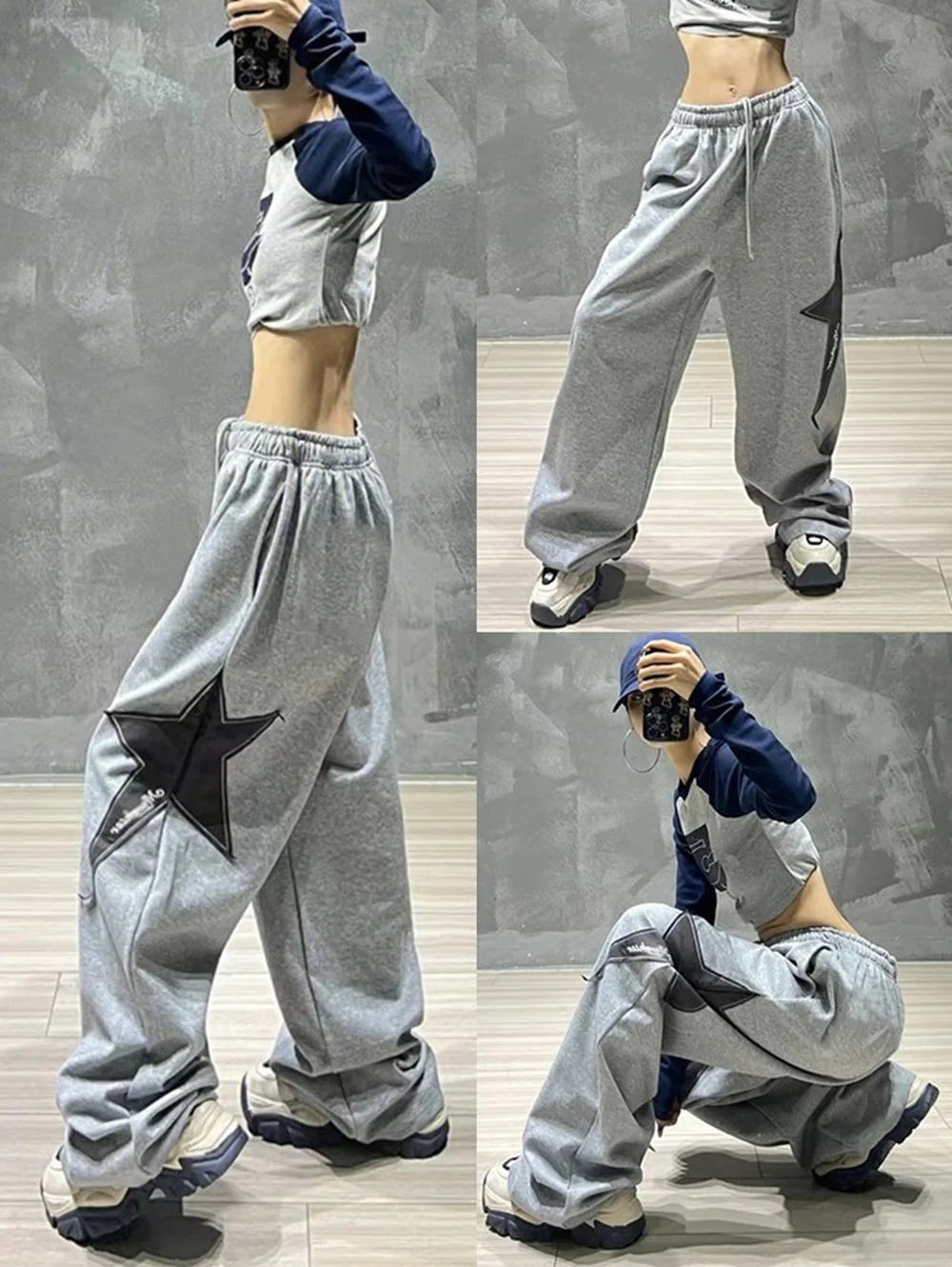 

American Retro Casual Pants Unisex Spring Autumn High Street Sport Sweatpants Loose Straight Leg Wide Leg Floor-Length Trendy