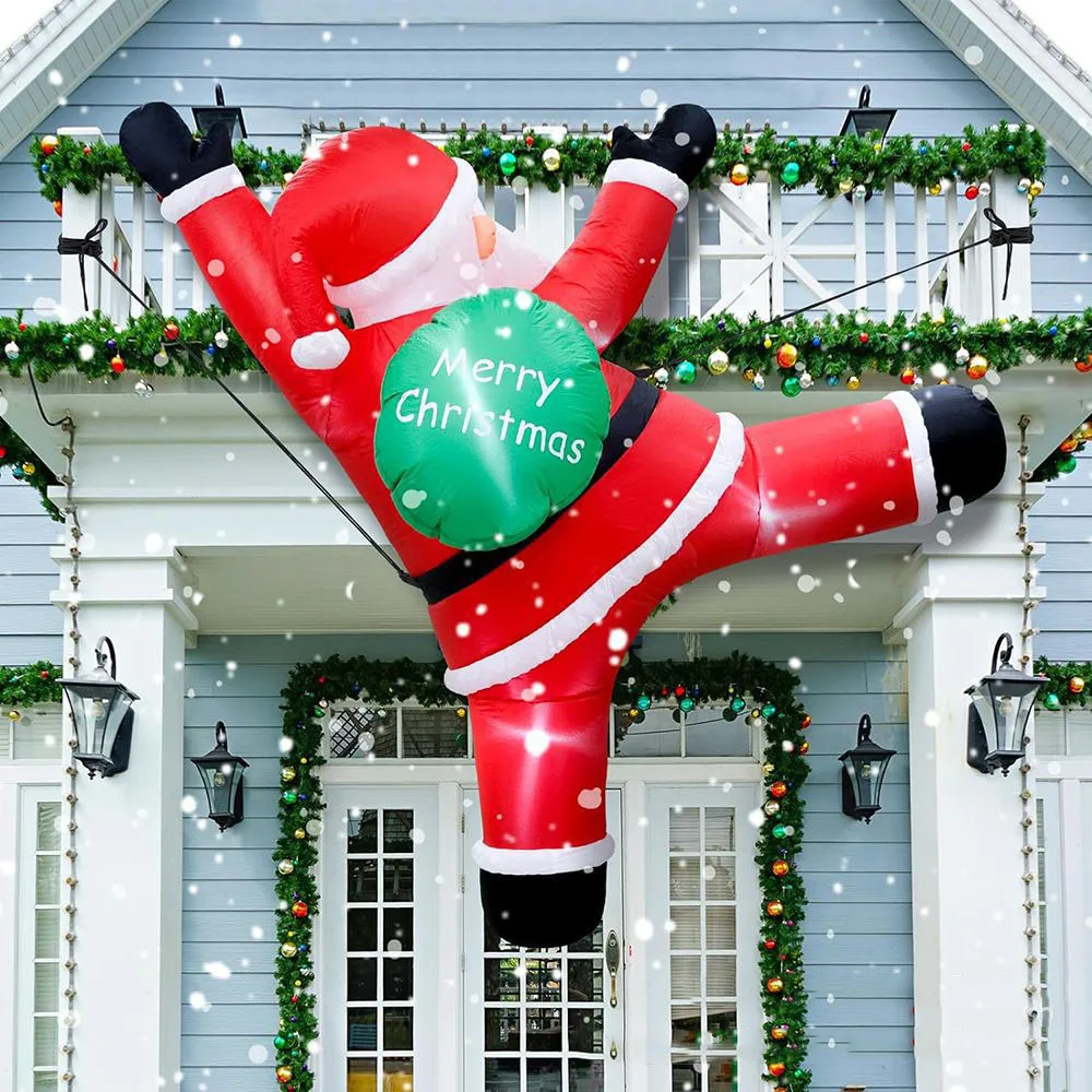 Natal escalada papai noel inflável embutido luzes led natal explodir escalada santas brinquedo de decoração inflável