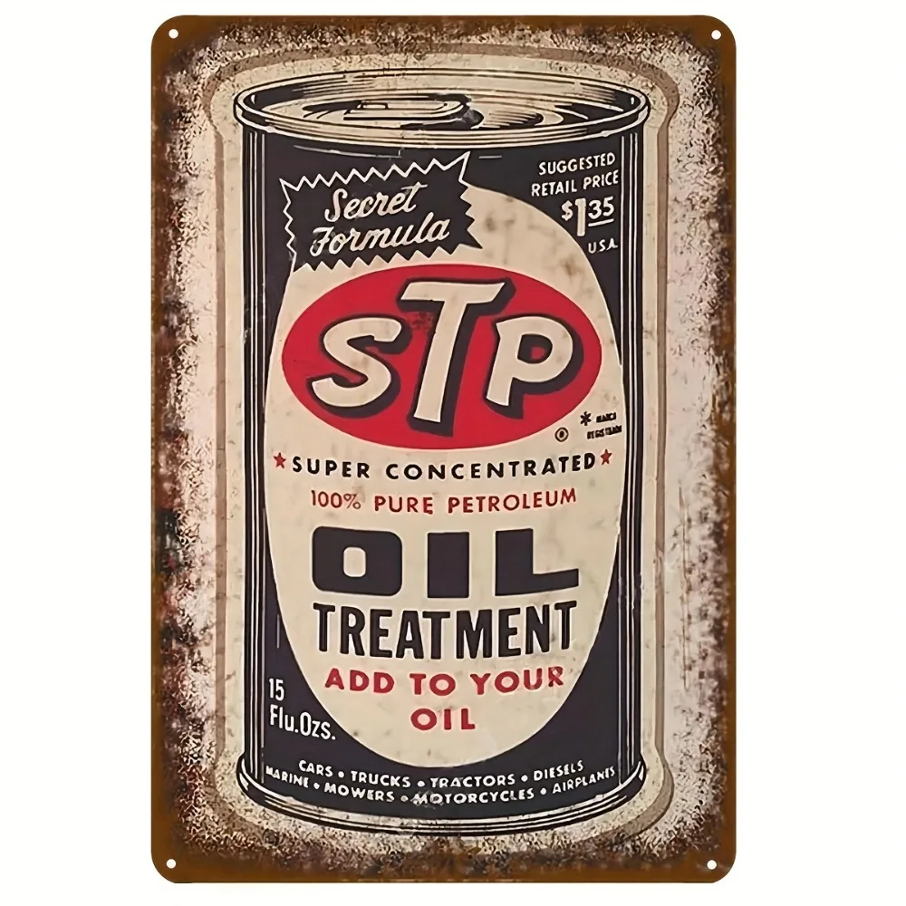 STP Oil Vintage Metal Tin Sign Decor for University, Bathroom, Bar, Cafe, Garage, Farmhouse, Gas Station, Repair Shop 16x12inch