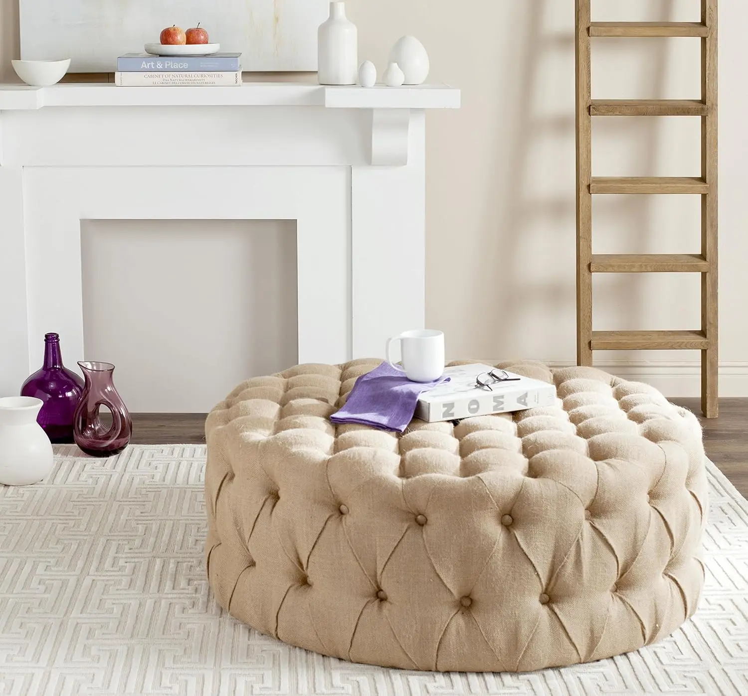 

Safavieh Mercer Collection Charlene Taupe Tufted Ottoman