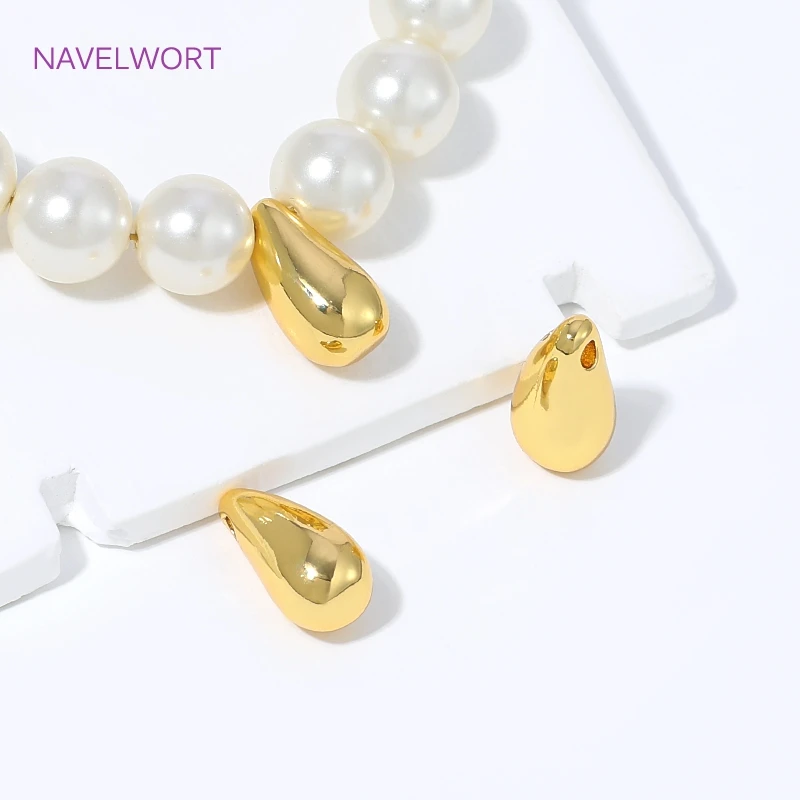 18K Gold Plated Brass Water Droplet Pendants Tail Beads,Decorative Pendants For Jewelry,DIY Earring Necklace Making Findings - view 3
