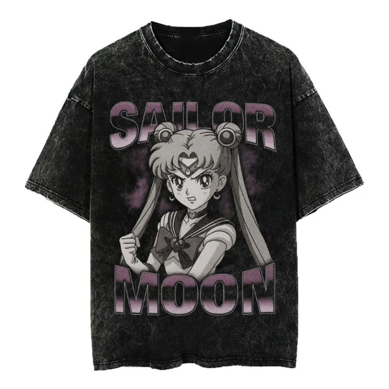 Neu eingetroffen: Damen Sailor Moon T-Shirt aus 100 % reiner Baumwolle im Retro-Look – Sommer Y2K Street Fashion Oberteil