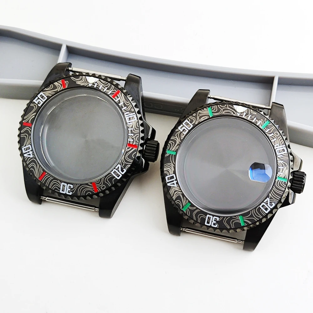 NH35 40mm Watch Case Full Black Sapphire Crystal Solid Back Case Suitable For NH34/NH35/NH36 Movements 28.5mm Dial Style Case