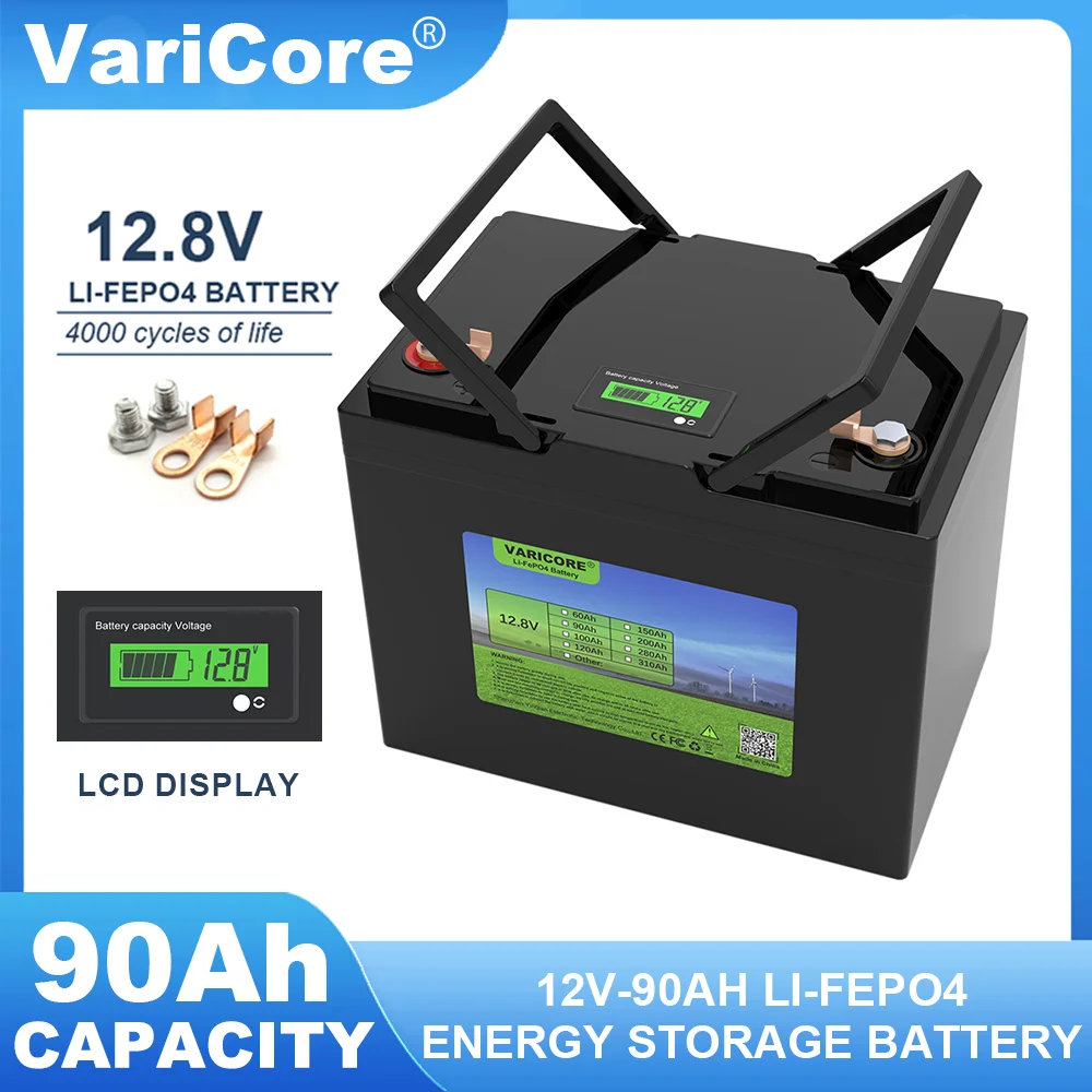 12V 12.8V 90Ah LiFePO4 Cell Max 3C 270A Discharge Battery for Electric car RV Solar Energy storage system batteries Tax Free