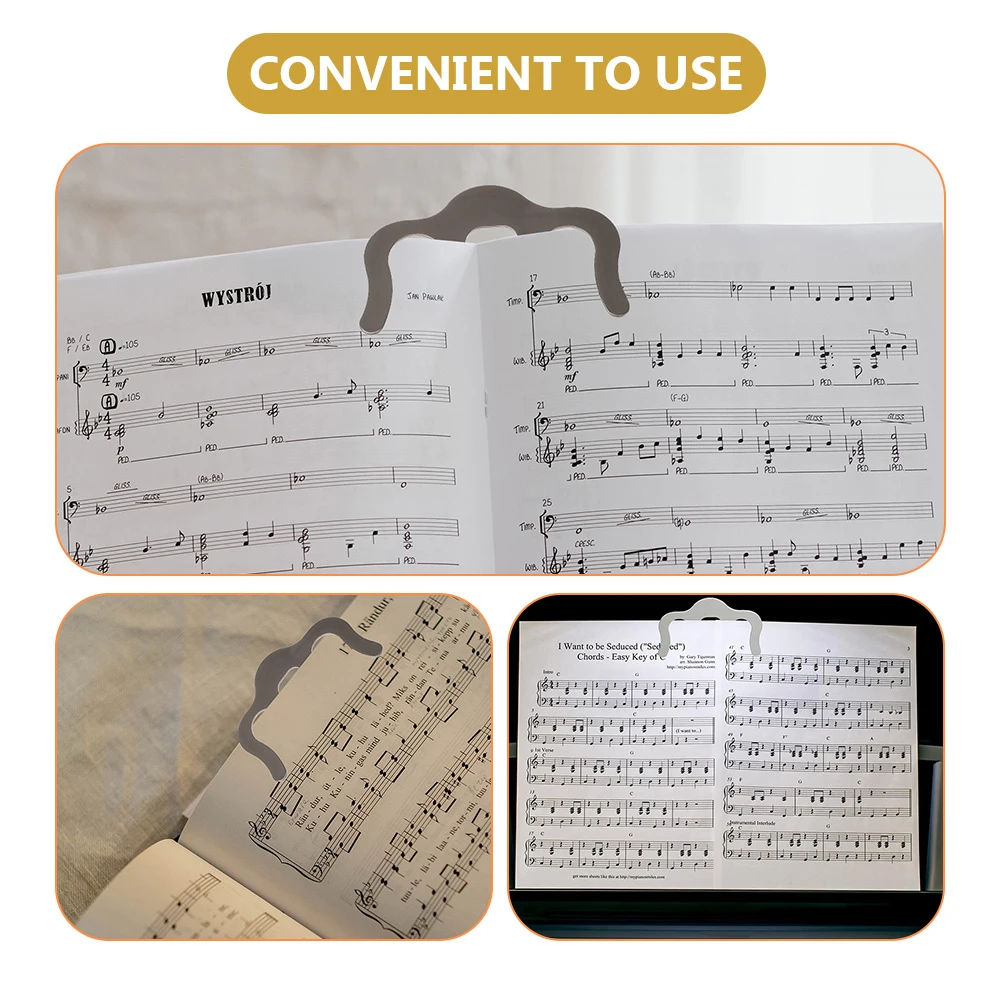 

3Pcs Metal Music Book Clip Sheet Music Page Holder Sturdy Guitar Parts Book Reading Accessories No Damage