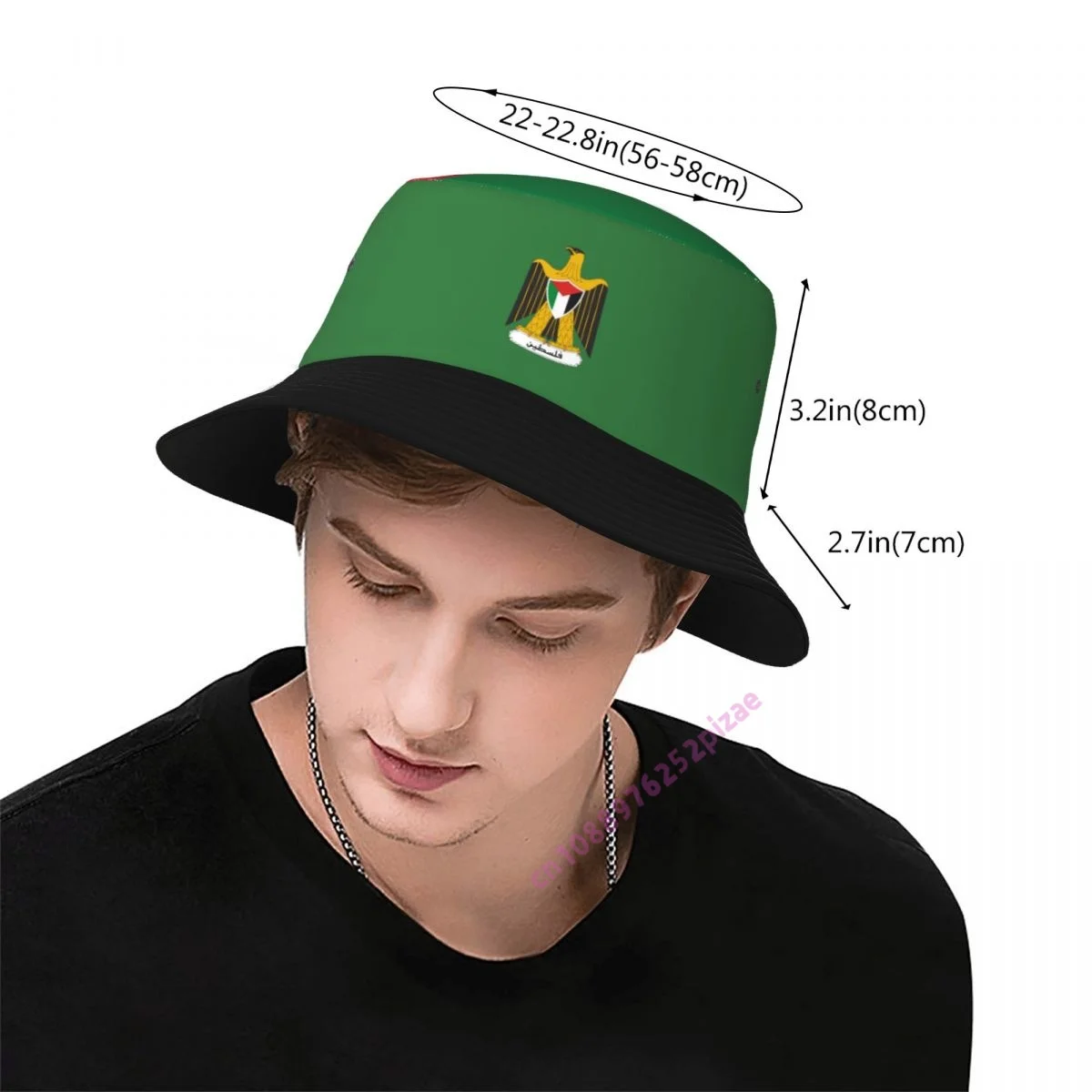 Palestine 3D Flag Men Women Soccer Bucket Hat Outdoor Sun Protection Cap Breathable Mesh For Fisherman Camping Hiking view 3