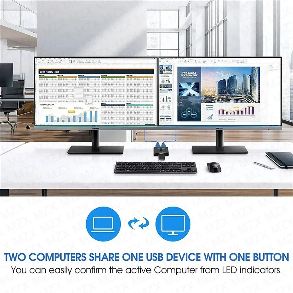 MZX USB 3.0 الجلاد KVM التبديل محدد اتجاهين 2 في 1 خارج KVM 3 0 A Hub 2 الكمبيوتر المحمول ملحقات الكمبيوتر حصة الطابعة USB Hub