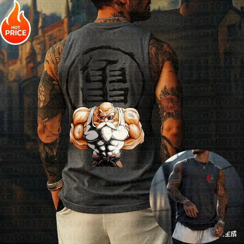 Master Roshi Kid Super Saiyan Dragon Ball Harajuku Spring Summer Tank Top Fitness Casual Running Sports Sleeveless T-Shirt Y2K