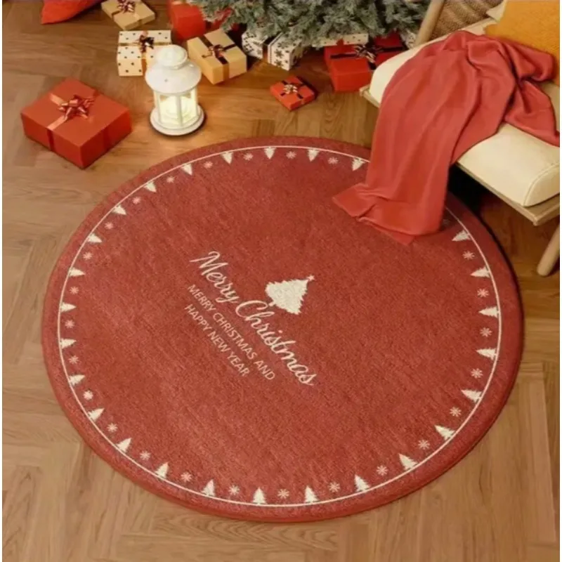 

Christmas Circular Carpet Floor Mat Study Chair Holiday Scene Decoration Carpet New Year Atmosphere Carpets Home Decoration
