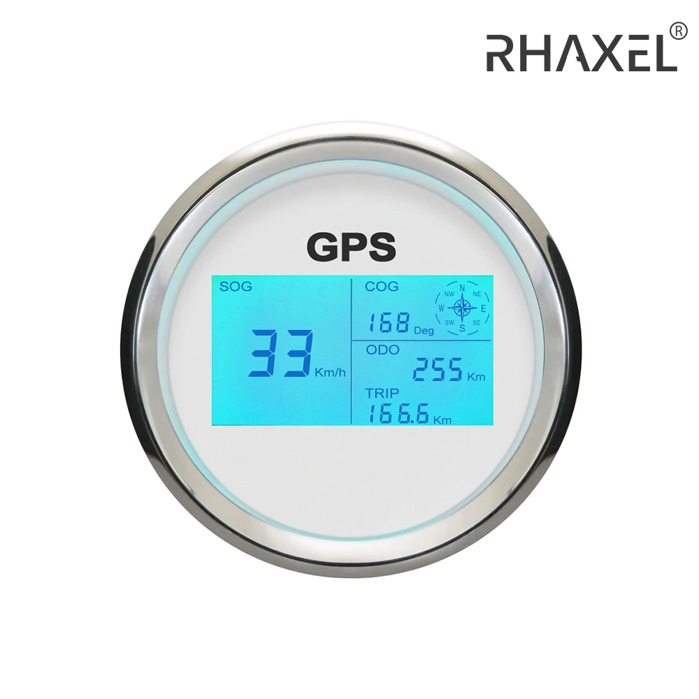 

RHAXEL 85mm Digital GPS Speedometer LCD Odometer Course Mileage Adjustable 7 Backlights for Boat Snowmobile Car Auto