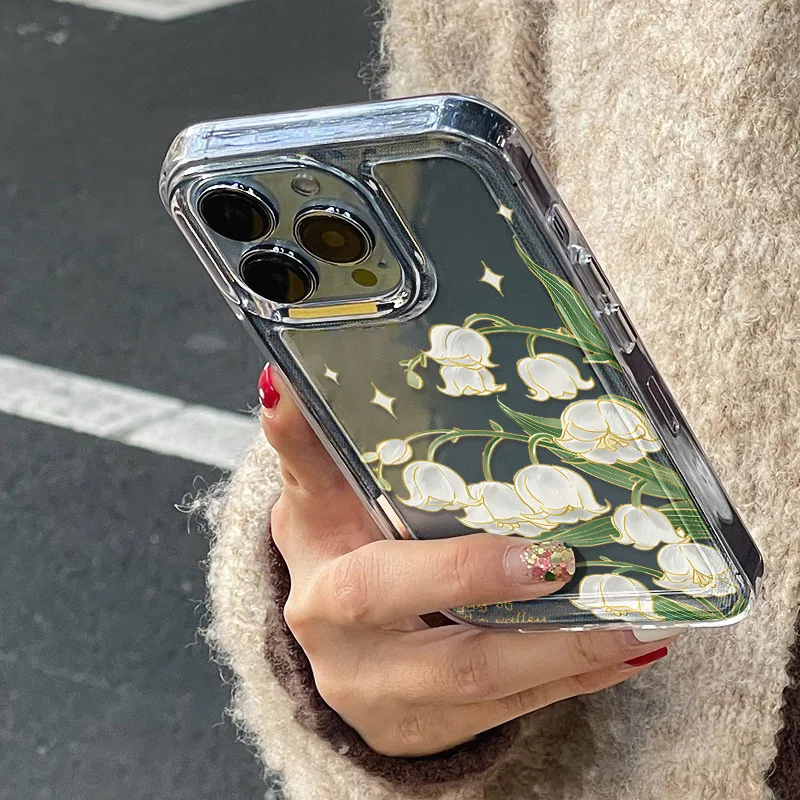 Shockproof Transparent Case For iPhone 15 16 13 11 12 14 Pro Max 7 8 Plus XR XS X SE Aesthetic Flower Cover Silicone Soft Funda view 5