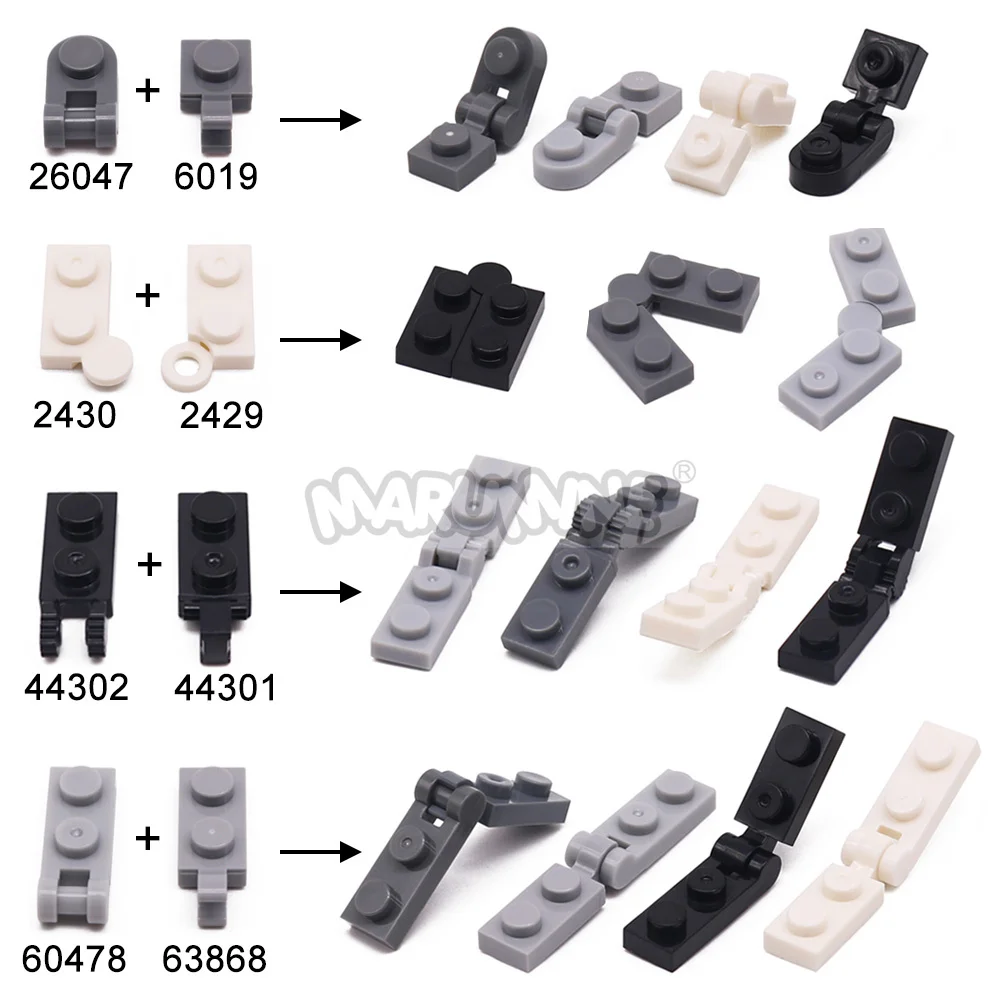 MARUMINE MOC Blocks Changeover Catch 60 Stück drehbare Bausteine, Scharnierplatte, kompatibel mit 2429 44301 60478 63868 48336 – Detail 4