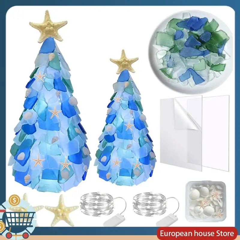 

ABFA Рождественская елка DIY Kit Морские стеклянные кусочки для рождественской елки Лампа для поделок DIY Рождественские украшения Поделки