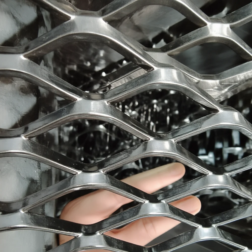 Architecture Facade Diamond Expanded Metal Mesh Aluminum Plate Ceiling Decorative Screen Modern Interior Wall Partition Material