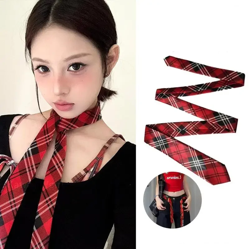 حزام خصر منقوش طويل نحيف مع وشاح ربطة عنق جينز - ربطة شعر عصرية وإكسسوار ديكور لملابس أنيقة #2