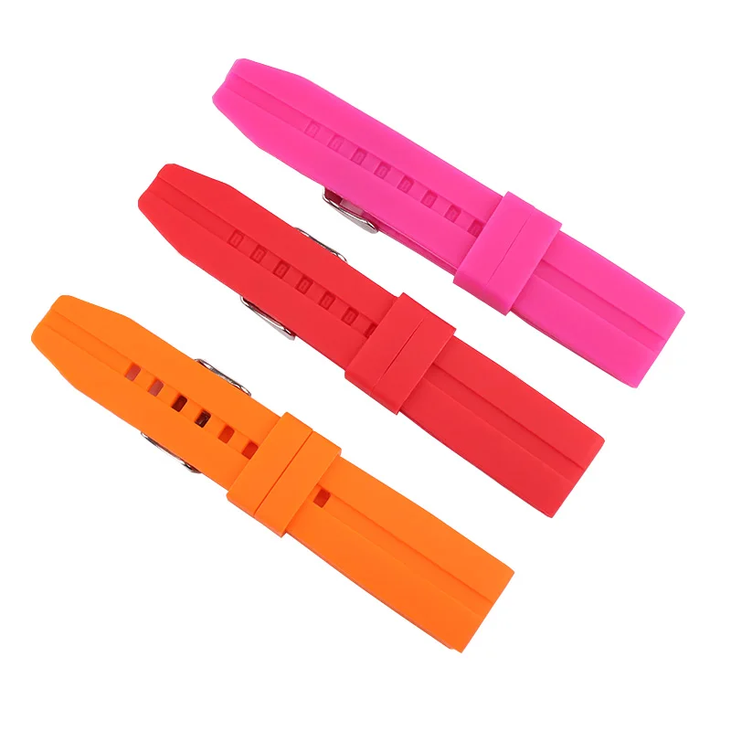 إكسسوارات الساعة حزام مطاط السيليكون بلون الحلوى 22 ملم بإبزيم دبوس للرجال والنساء سوار معصم رياضي مقاوم للماء