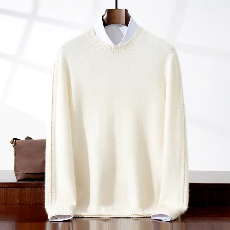 

CHICUU Men's 100% Cashmere Sweater O-neck Long Sleeve Basic Pullover Autumn Winter High Quality Pure Cashmere Knitwear