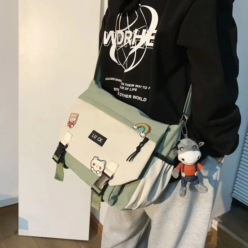 Japonský kawaii brašna harajuku na zip manželé brašna škola brašna ležérní kurýr brašna Y2K vintage silon vodotěsný ženy ​shoulder pytle