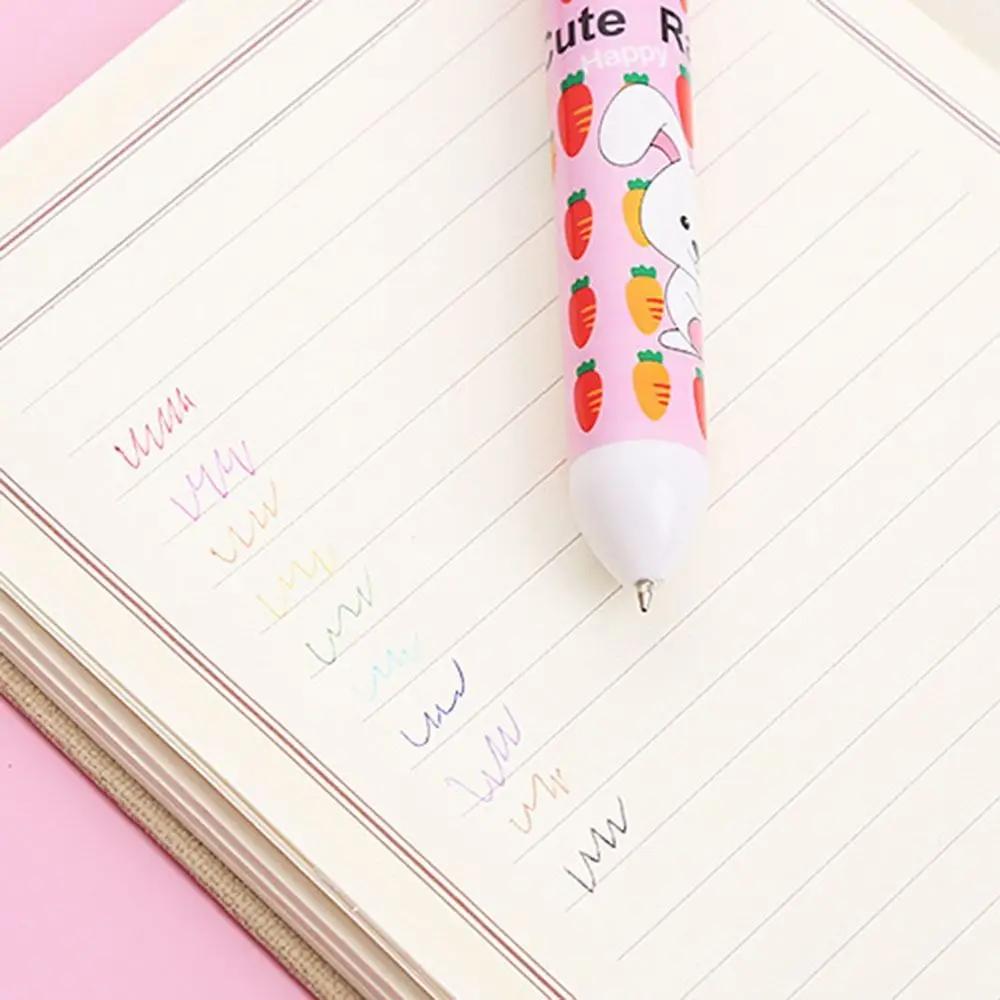 Press-type 10-color Ballpoint Pen Ten-color In-one Kawaii Signature Pen Smooth Writing Cartoon Neutral Pen Student Stationery