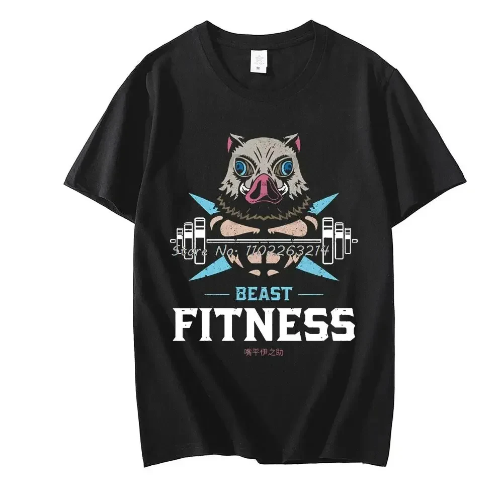 

100% Cotton Harajuku Men's Tshirt Summer Unisex Short Sleeve T Shirt Anime Funny Print Beast Fitness Hashibira Inosuke T-shirt