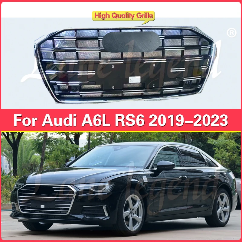 Car Grills For RS6 front grille for Audi RS6 A6L A6 2019 2020 2021 2022 2023 ABS bumper grill  Facelift Tuning Accessories