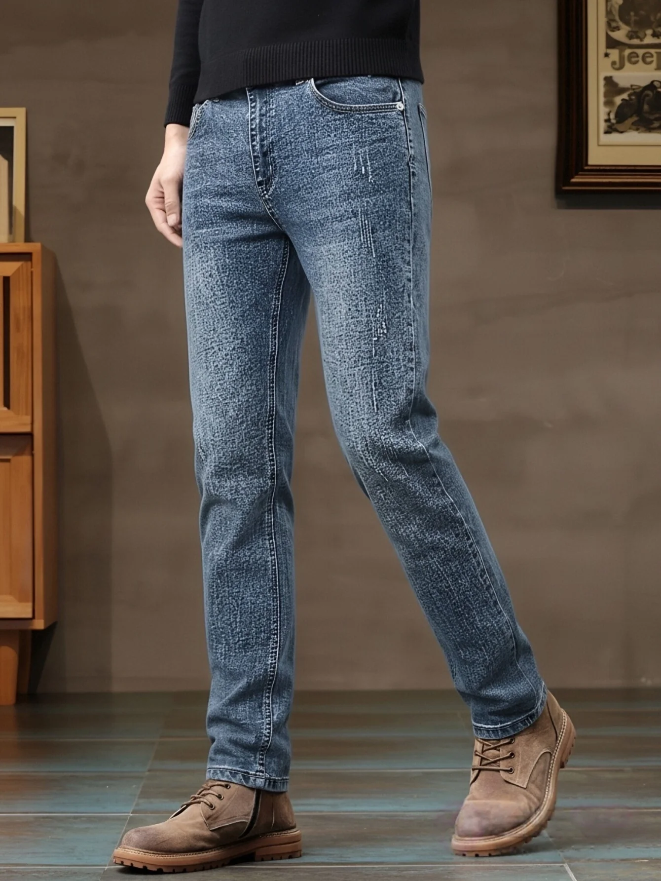 Celana Slim-fit Denim Stretch  - Mens Formal Look ulasan dan harga