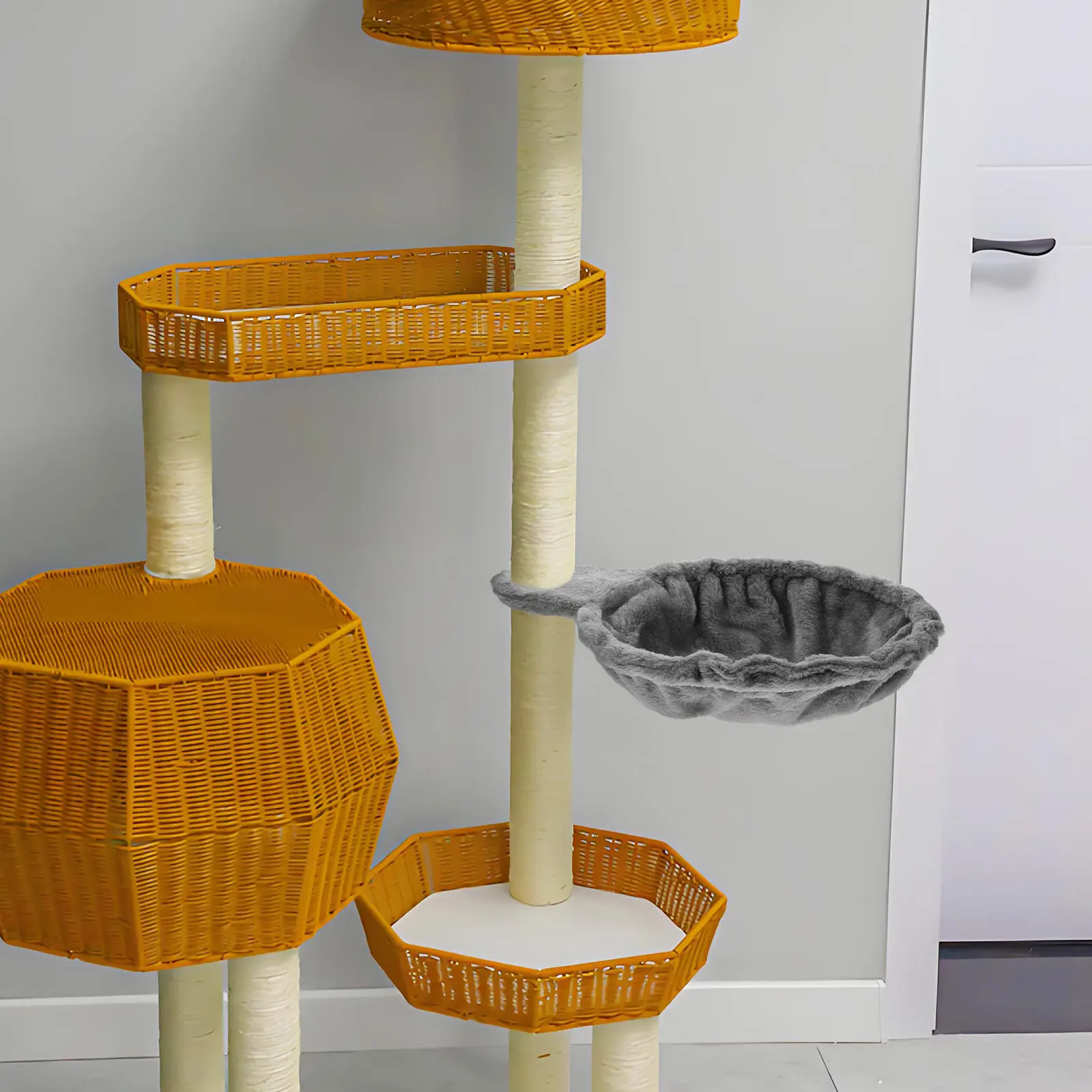 

Гамак для кошек 30 см, серый, DIY, лежанка для кошек, мягкая плотная ткань, просторный дизайн с глубокой корзиной, удобное крепление для питомцев