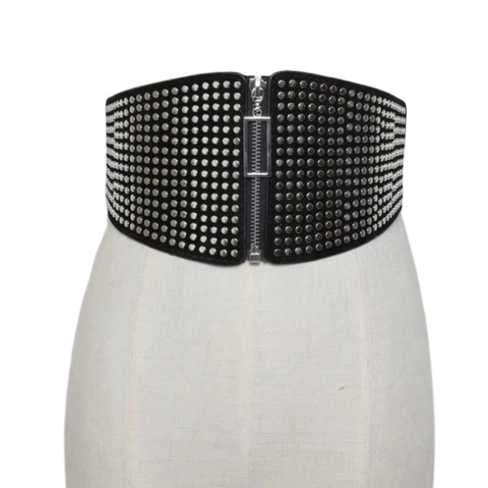 black-fashion-design-belt-cummerbunds-for-women-punk-rock-elastic-rivet-zipper-wide-ladies-waist-belt-leather-corset-new