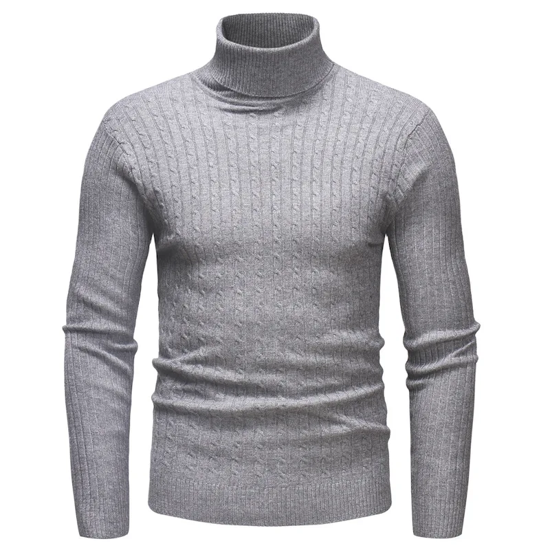 Men\'s Casual Turtleneck Pullover Sweaters Long Sleeve Slim Fit Solid Color Sweater Tops