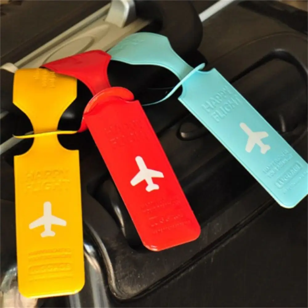 Travel Carrying Suitcase Tag Travel Accessories Creative Identification Tag PU Leather Anti Loss Label Plane Pattern Luggage Tag