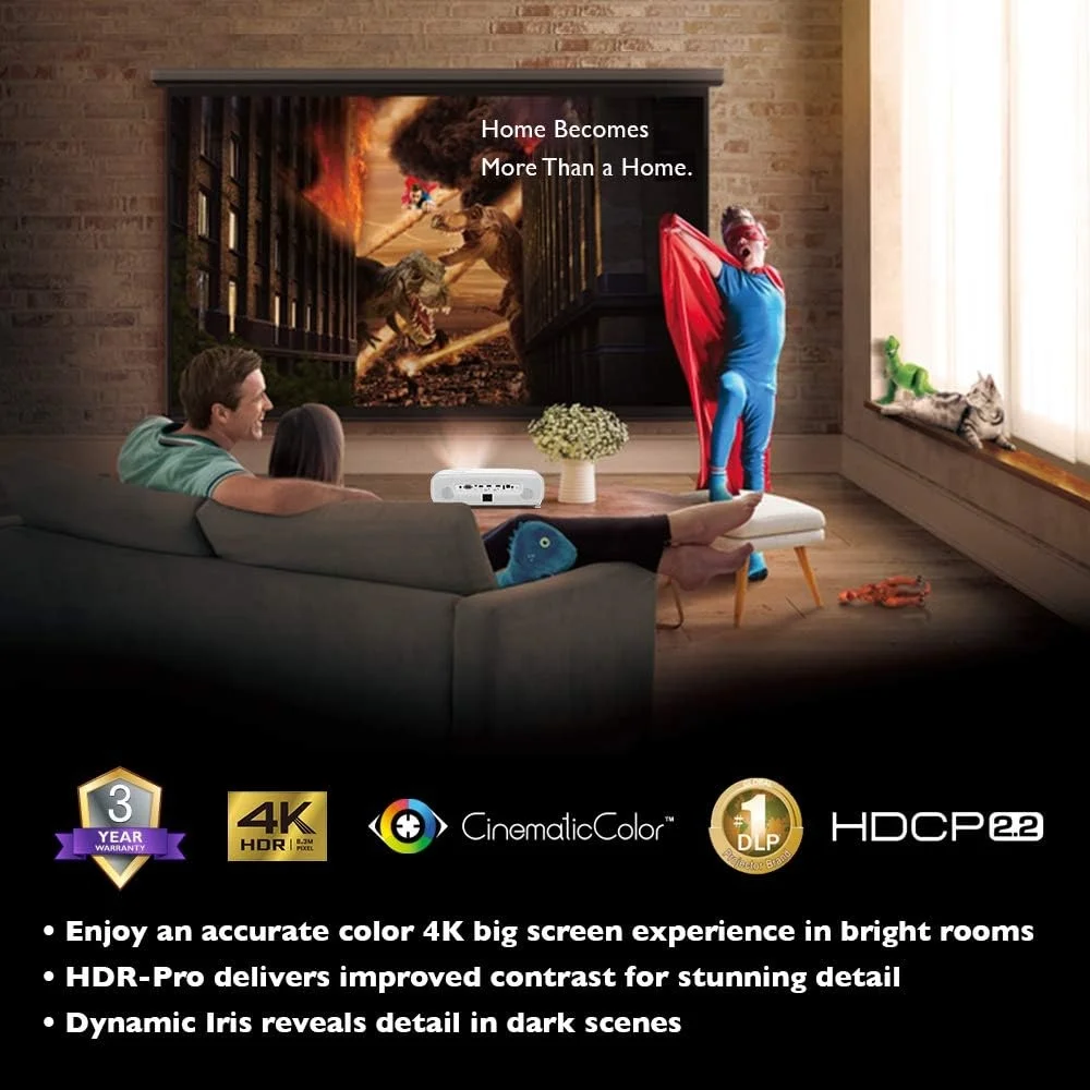 BenQ TK850 True 4K HDR-PRO LED Projector Dynamic 3000 Lumens For Movies Gaming & Sports 3D Compatible