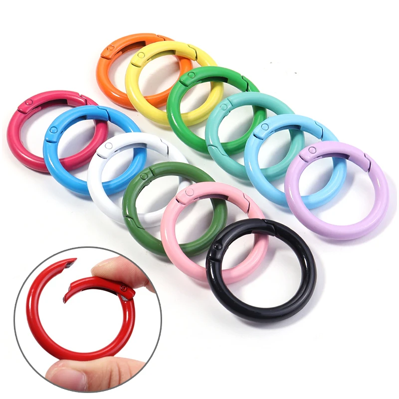 5-10pcs/lot Colorful Spring Clasps Openable Round Carabiner Keychain Bag Clips Hook Dog Chain Buckles Connector For DIY Jewelry