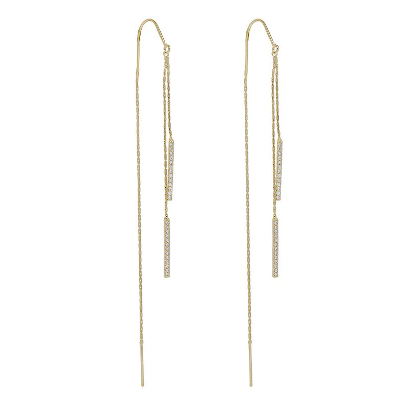 Glänzende lange Quasten-Glitzer-Tropfenohrringe für Damen, modische lange Kette, baumelnde Ohrringe, Hochzeit, Party, Schmuck, Geschenke – Detail 35