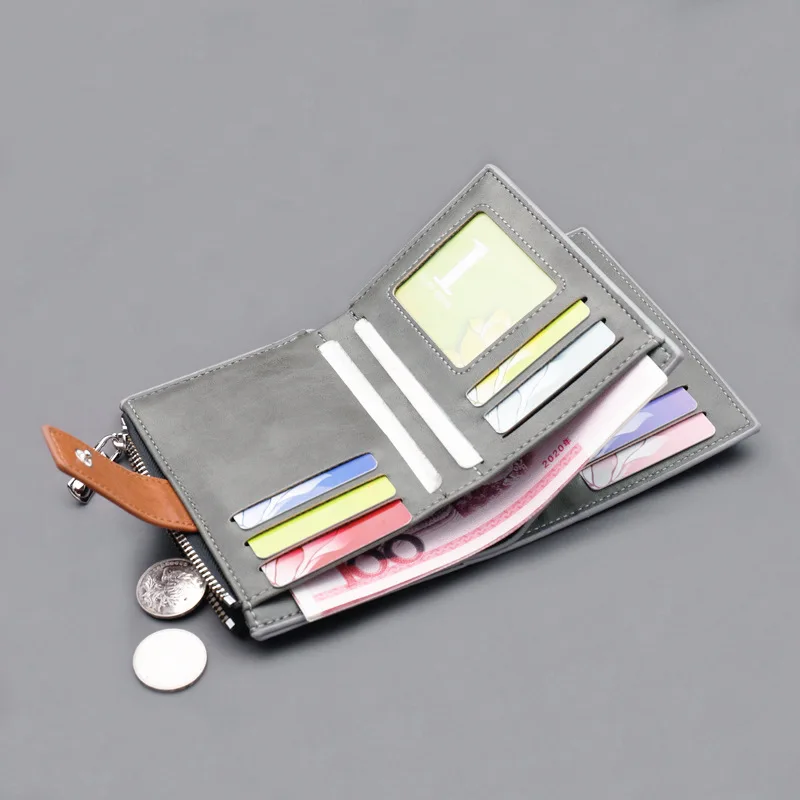 Canvas Wallet Short Men's Buckle Bag, Wallet with Multiple Card Slots Can Put Driver's License with Zipper Wallet Man