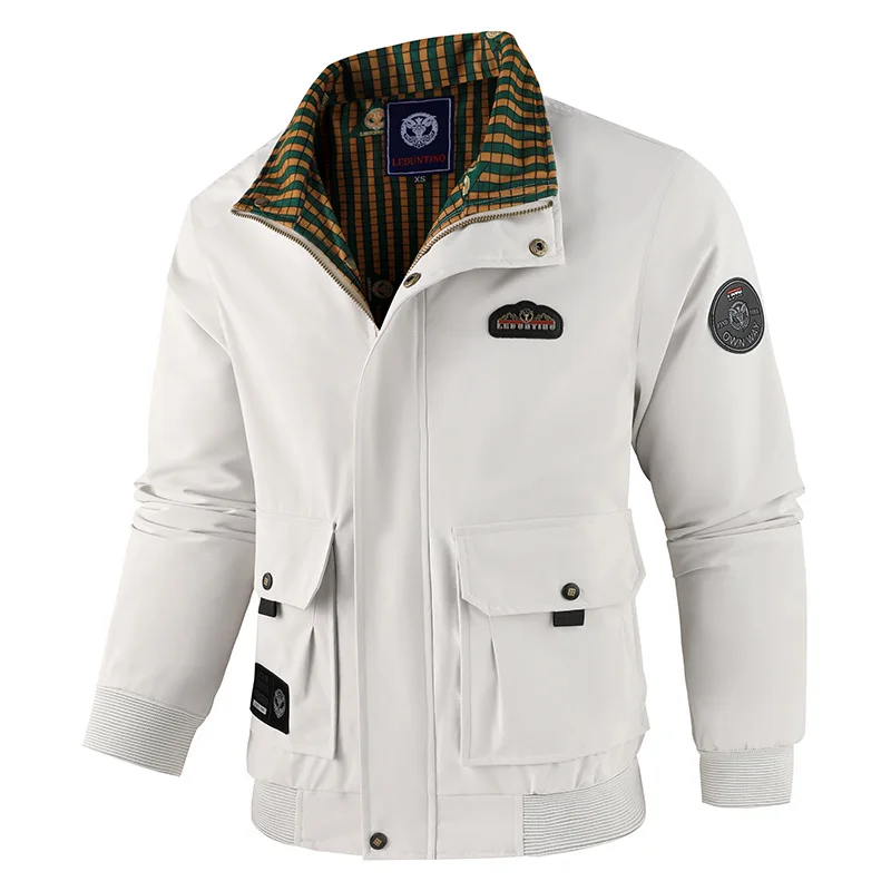 New autumn and winter coat, stand-up collar business men's jacket, Parker casual thin solid color jacket for outdoor use