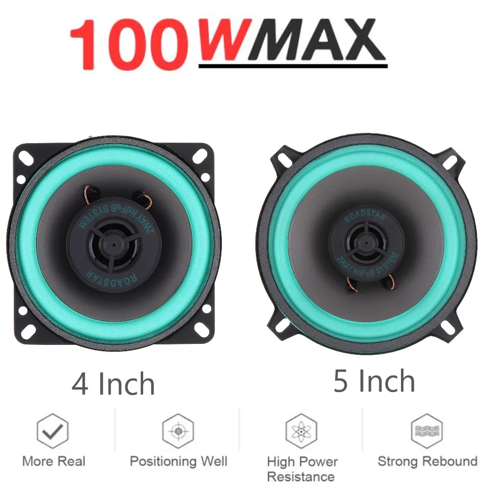 4 Inch 5 Inch Car Speakers 100W Max Universal HiFi Coaxial Subwoofer Car Audio Music Stereo Full Range Frequency Auto Speakers