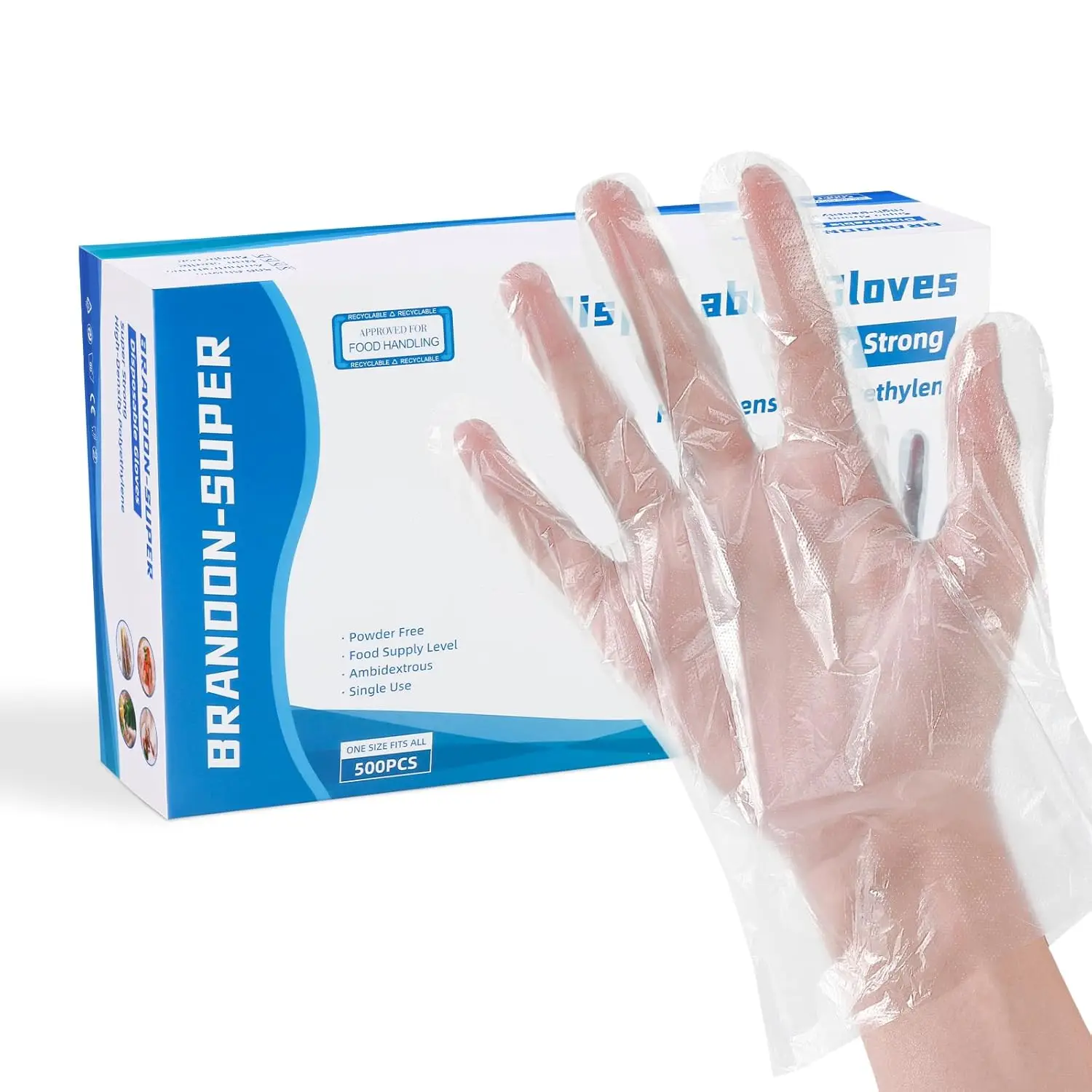 

Disposable Plastic Food Prep Gloves, One Size Fits Most, Clear 500 Count Pack for Safe Handling