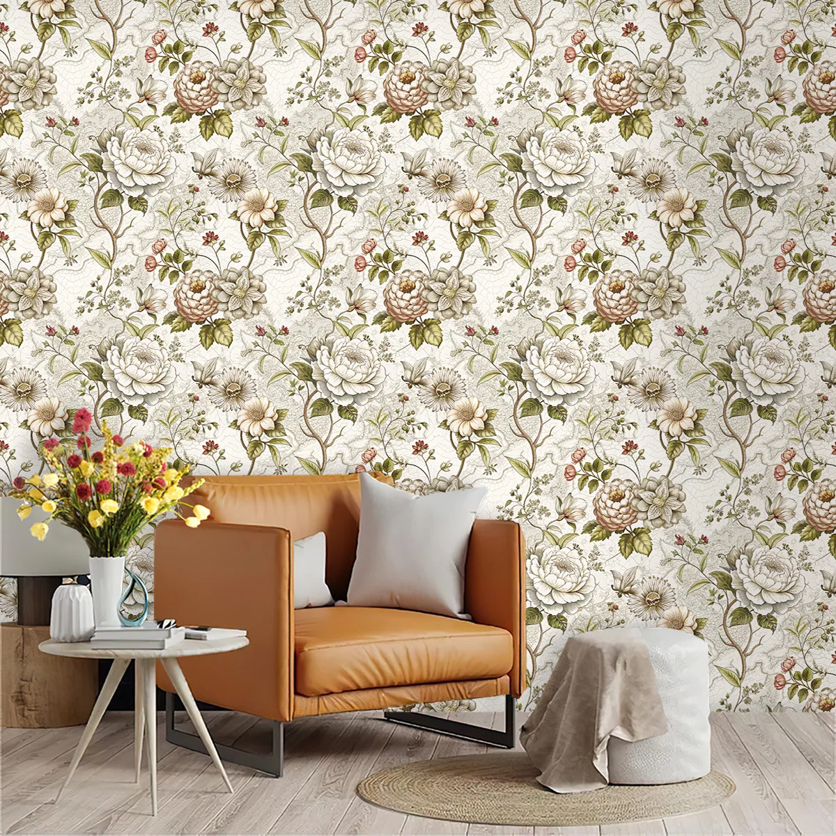 Nordic Style Self Adhesive Wallpaper Peony Flower Wall Sticker Living Room TV Background Wall Mural Y2 Drop Shipping