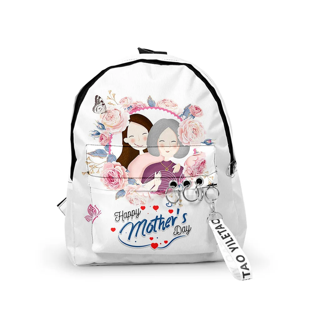 

Classic Popular Mother's Day Backpacks Boys/Girls pupil School Bags 3D Print Keychains Oxford Waterproof Cute Small Backpacks