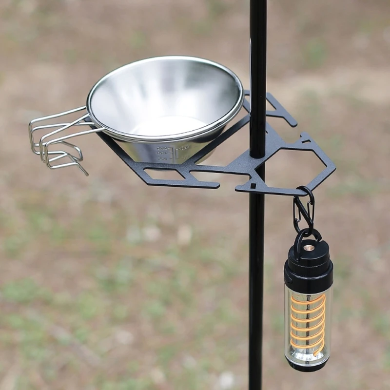 Stainless Steels Outdoor Cutlery Pot Pan Hanger Shelf Table Plate Holder Camping Hanging Rack Desktop Lanterns Rod Stand