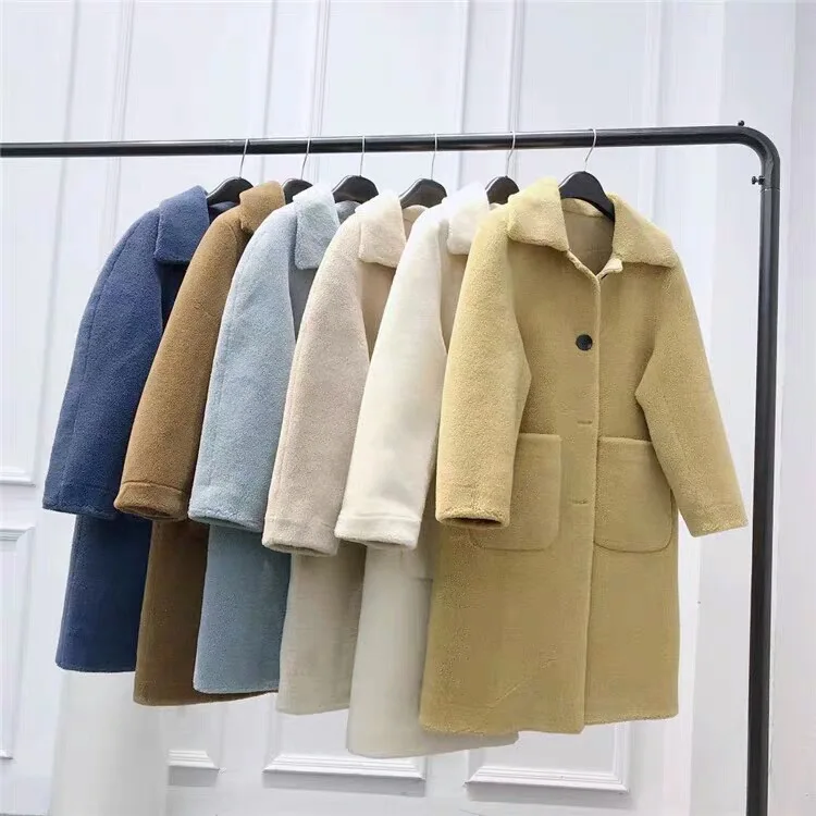 Wool Grain Velvet Fur All-in-one Coat Fashion Lapel Boutique Coat Women's Solid Color